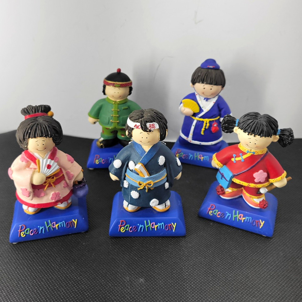 Vintage 1990s Peace N Harmony Figurines Lot of 5 Imperial Creations Hand Painted